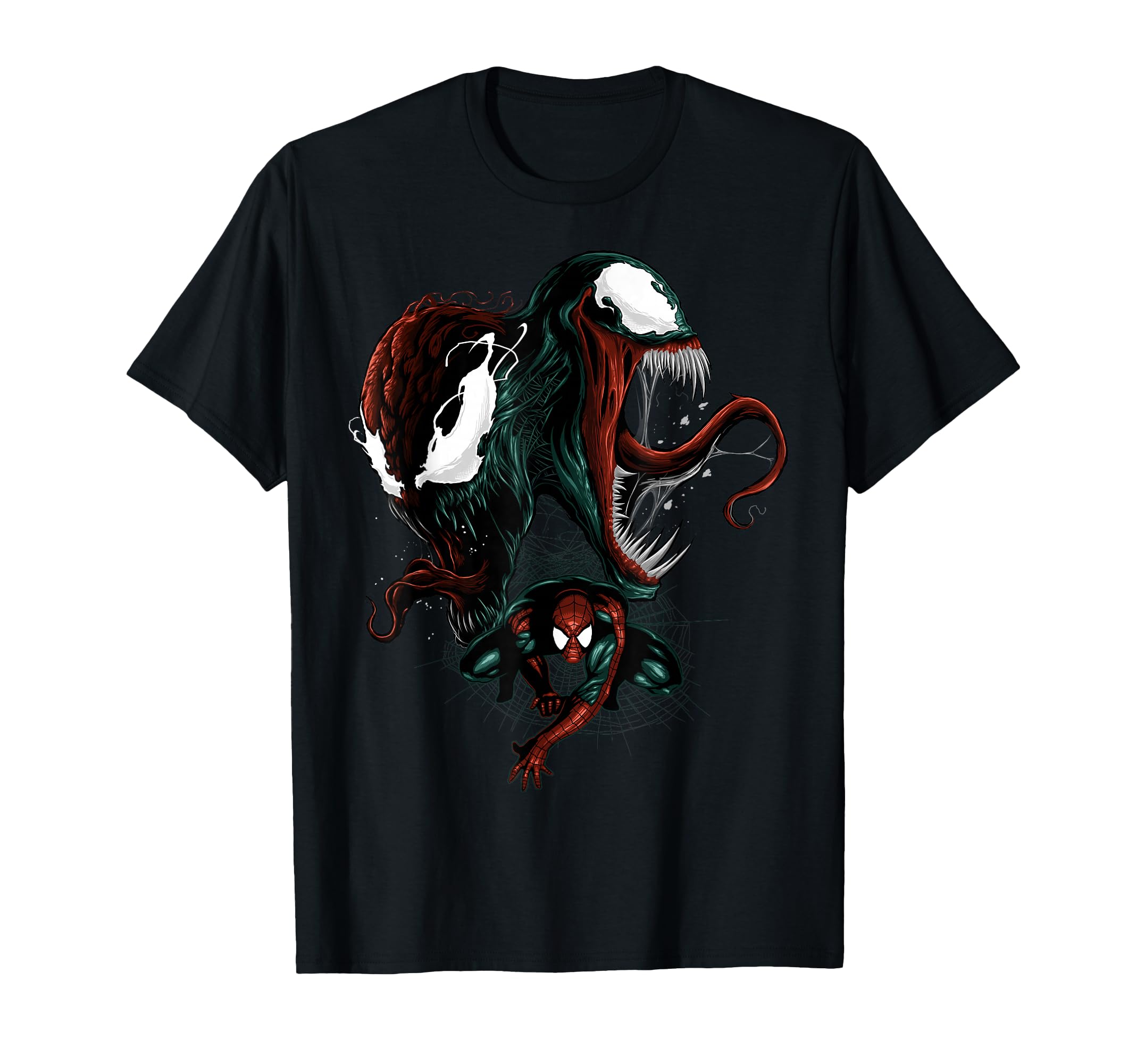 Spider-Man Venom and Carnage Split Portrait T-Shirt