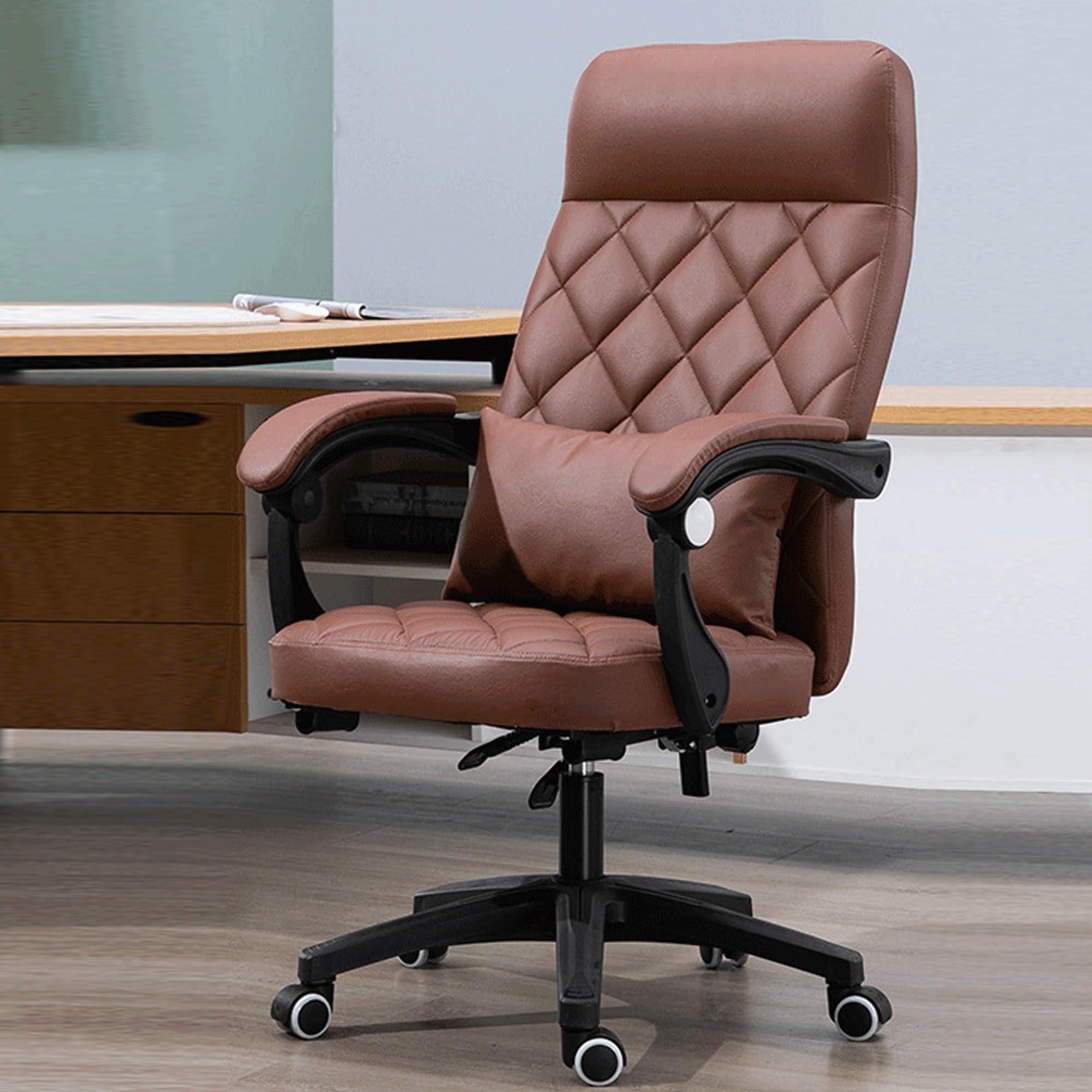 Ergonomiczne krzesło biurowe dla graczy z podnóżkiem i funkcją masażu, do domu, nauki, pracy, biura, salonu, sypialni, hotelu i jadalni, kolor brązowy