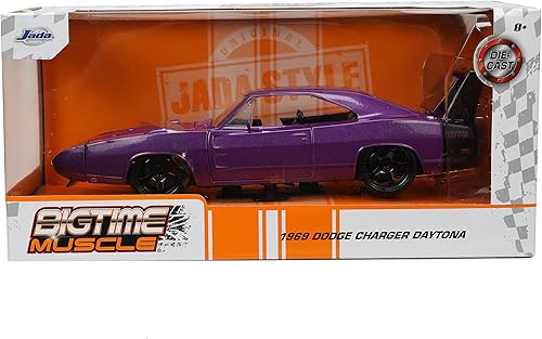 Miniatura 2 de Jada Toys Big Time Muscle 1:24 1969 Dodge Charger Daytona - Coche fundido a presión, color morado, juguetes para niños y adultos