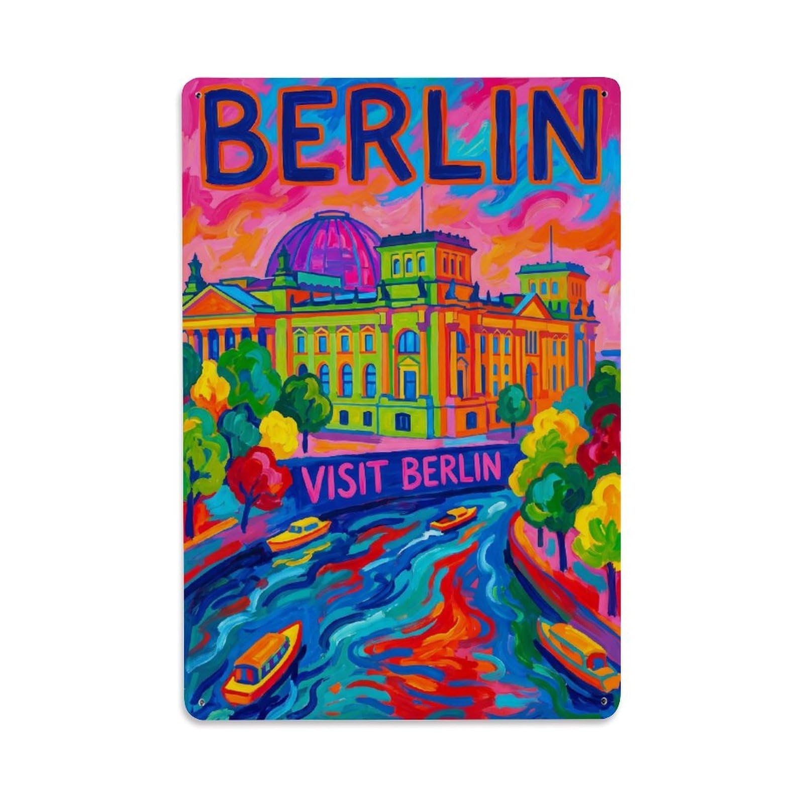 Gead 8X12inch Style Vintage Travel Berlin Germany Snapshot Metal Tin Sign