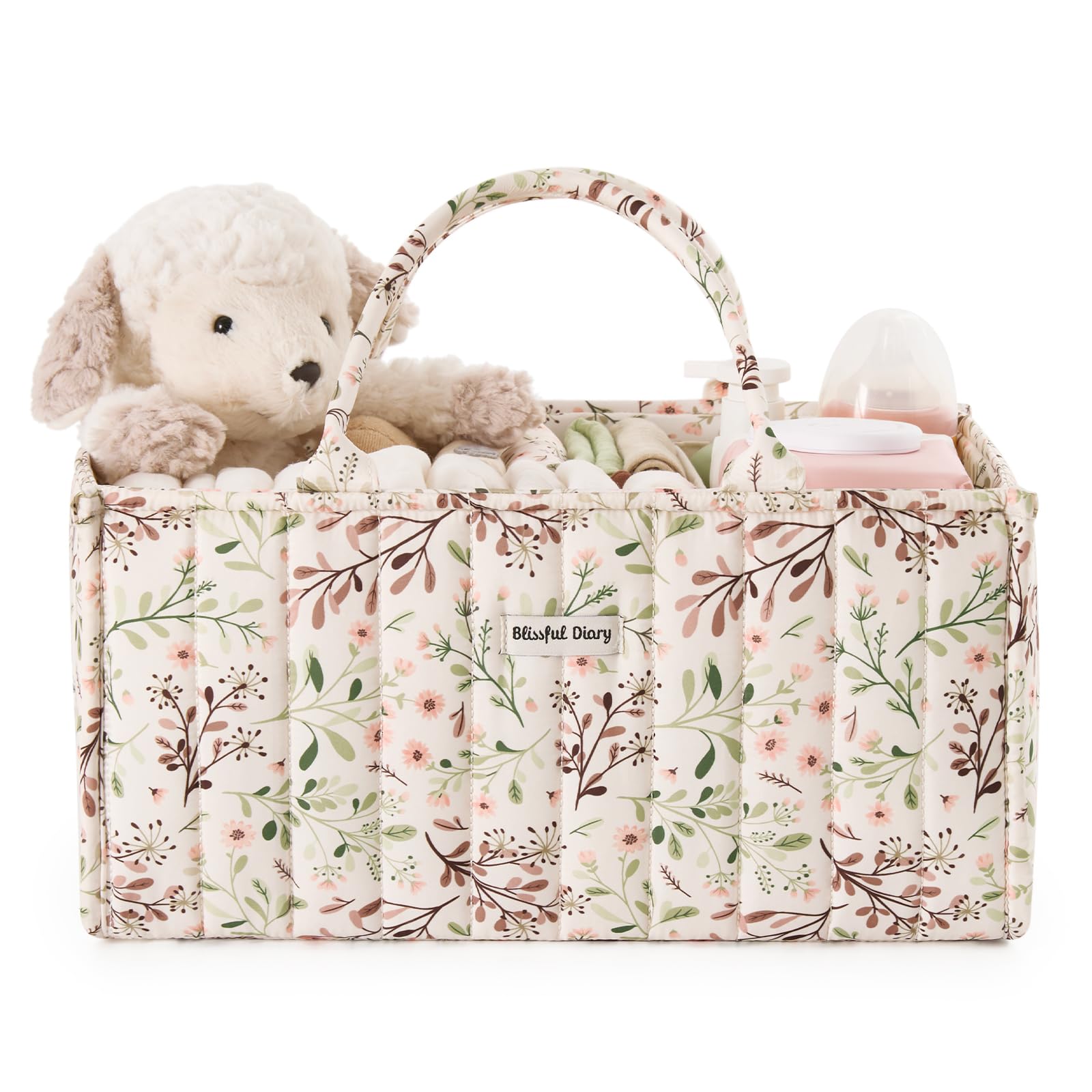 Blissful Diary Floral Diaper Caddy Organizer Storage Basket, Pastoral Daisy