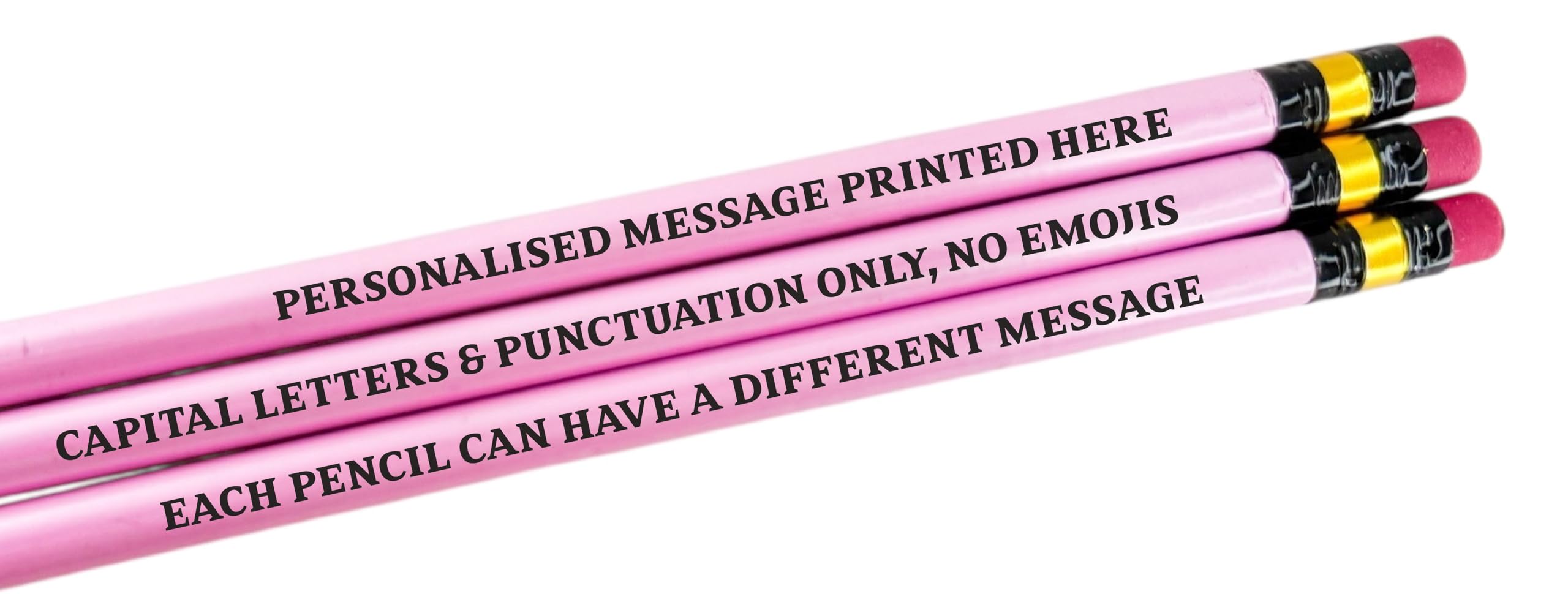 Personalised Pencils - Choice of Colours and Quantities (Pastel Pink, 3 Pencils)