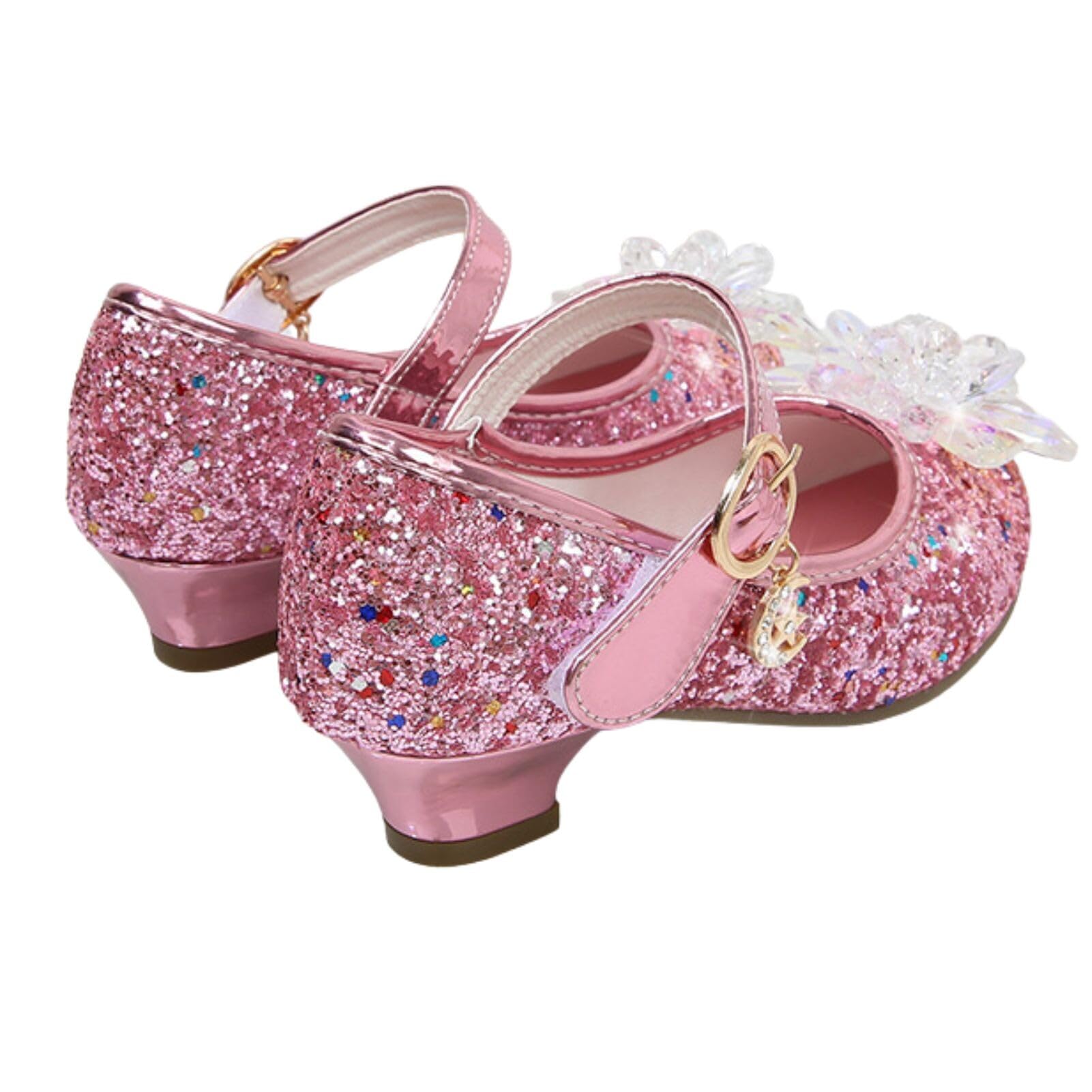 Scarpe Tacco Paillettes Principessa Bambina, Bimba Scarpette Abbinabili Abiti Eleganti Natale Compleanno Matrimonio