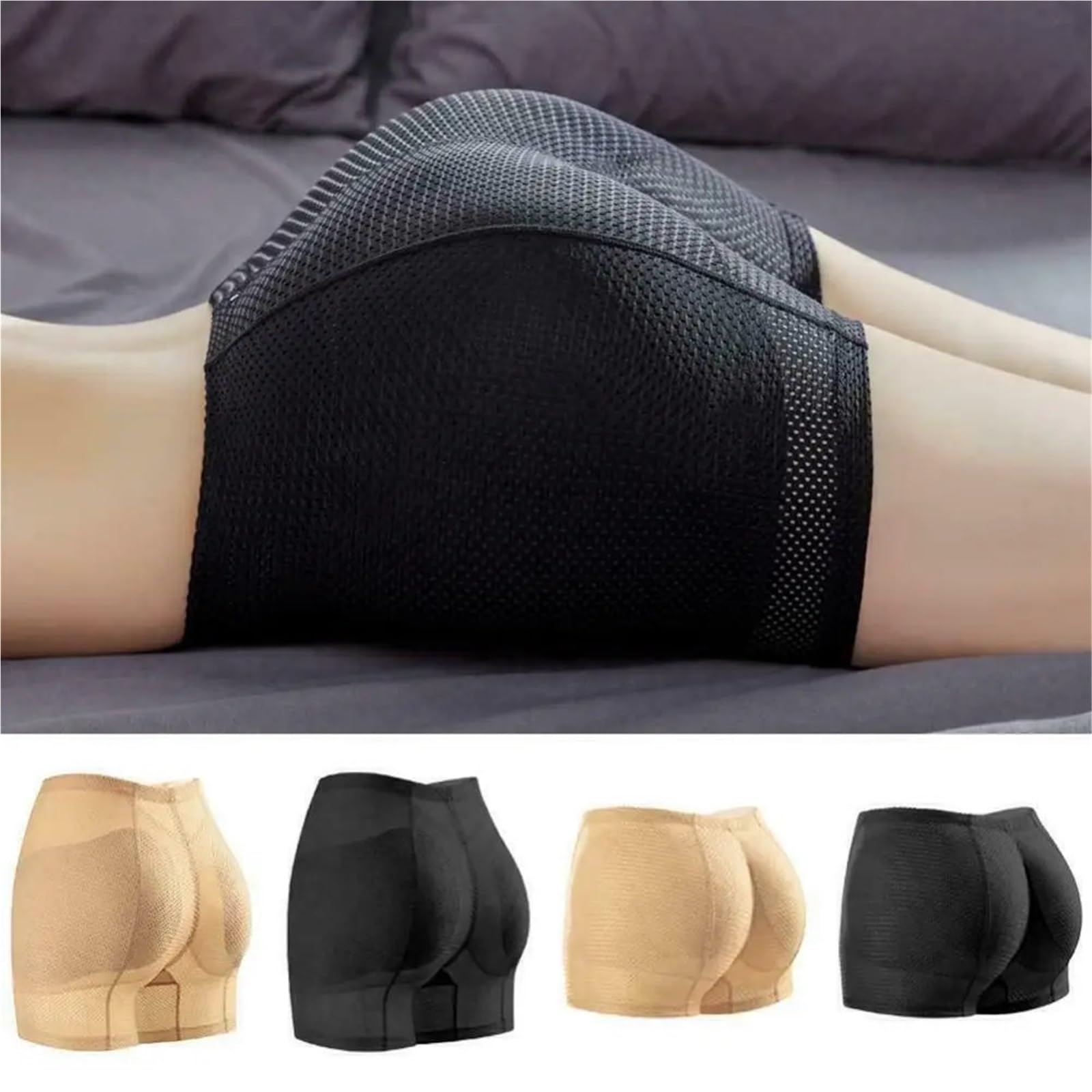 Shapewear Bragas Moldeadoras de Levantamiento de glúteos Transpirables - Realzador de Cadera Push-up con Ropa Interior Invisible con Control de Barriga(Beige-2XL)