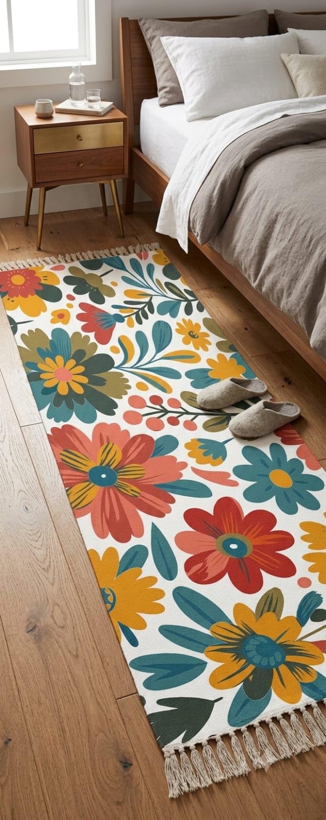Cotton Bed Runner - 22x55 Inches, Brown -11