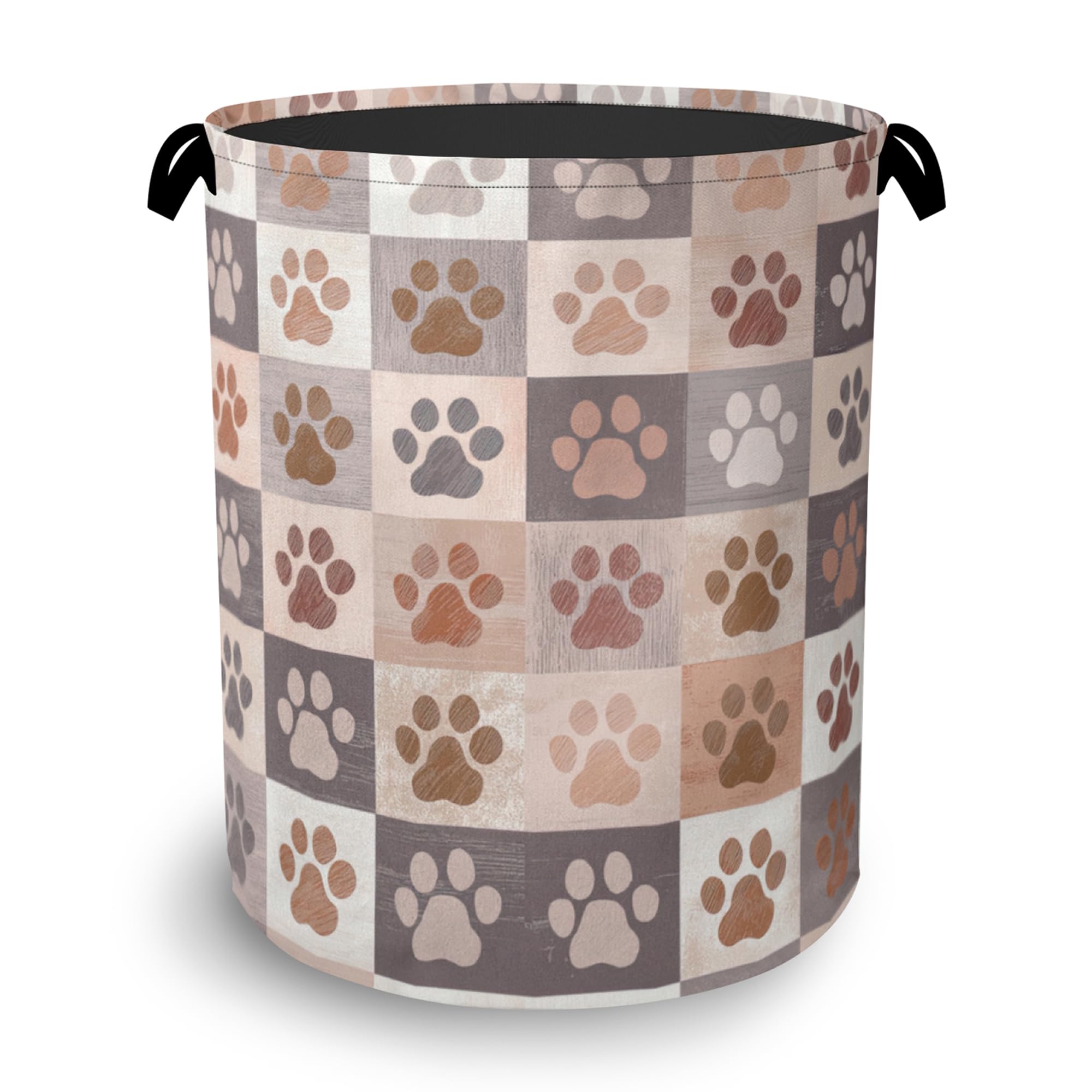 Colorful Dog Cat Laundry Basket,Paws Foldable Oxford Cloth Tote Bag Laundry Hamper Clothes Storage Bucket Organizer for Bedroom Laundry Storage Dormitories 16" x 20.8"