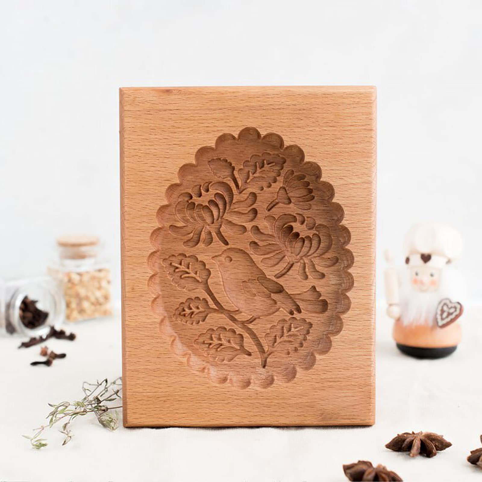 Keksausstecher, Plätzchenformen aus Holz, Kekse, umweltfreundlich geschnitzte Shortbread-Stempelprägung for Muffin-Mondkuchen, Plätzchenkekse