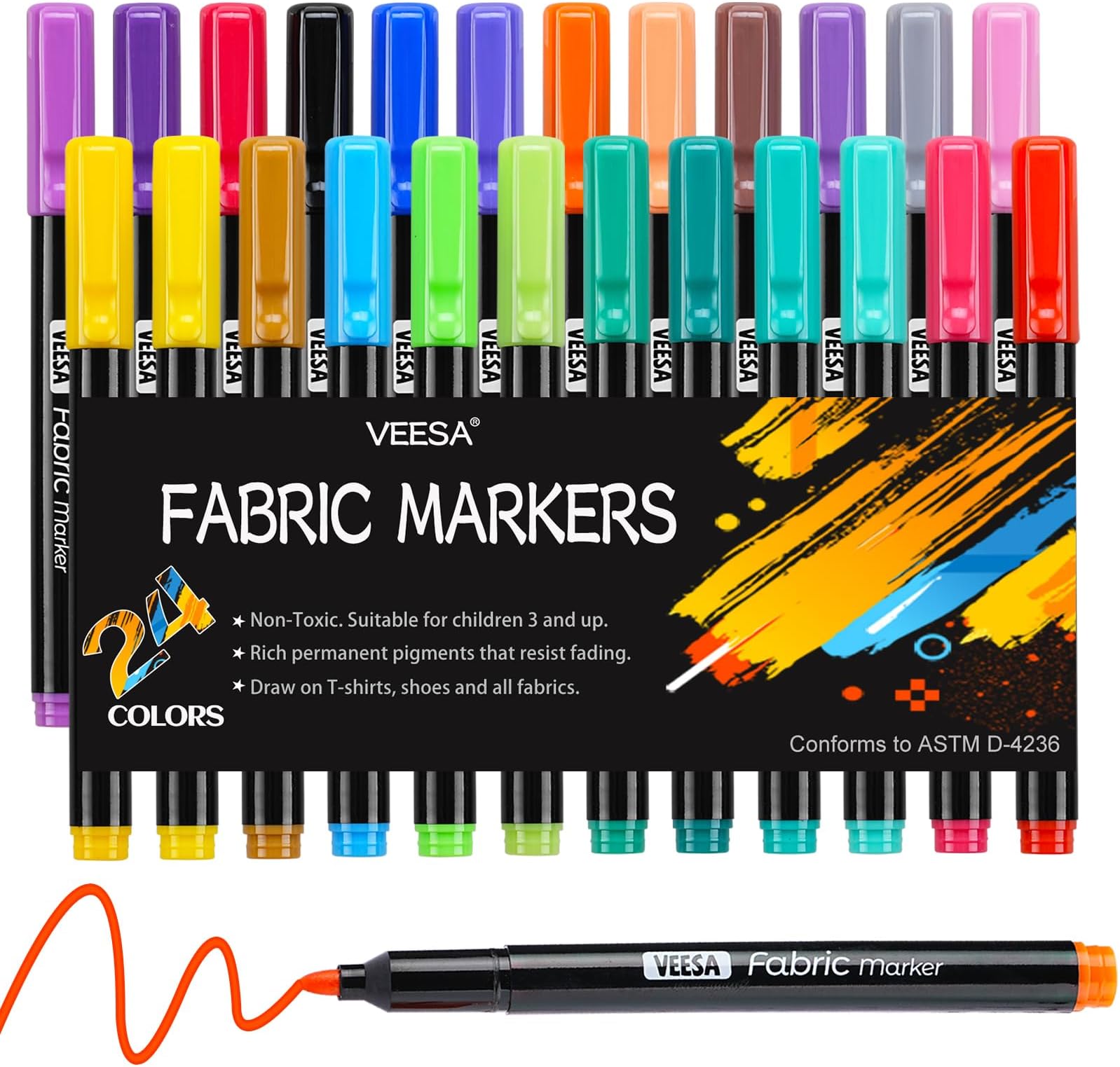 Amazon.com: Zenacolor 40 Fabric Markers Pens Set - Non Toxic, Indelible ...
