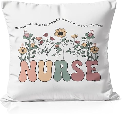 Fundas de almohada decorativas para enfermeras registradas de 18 x 18 pulgadas, fundas de almohada de regalo de agradecimiento para enfermeras,