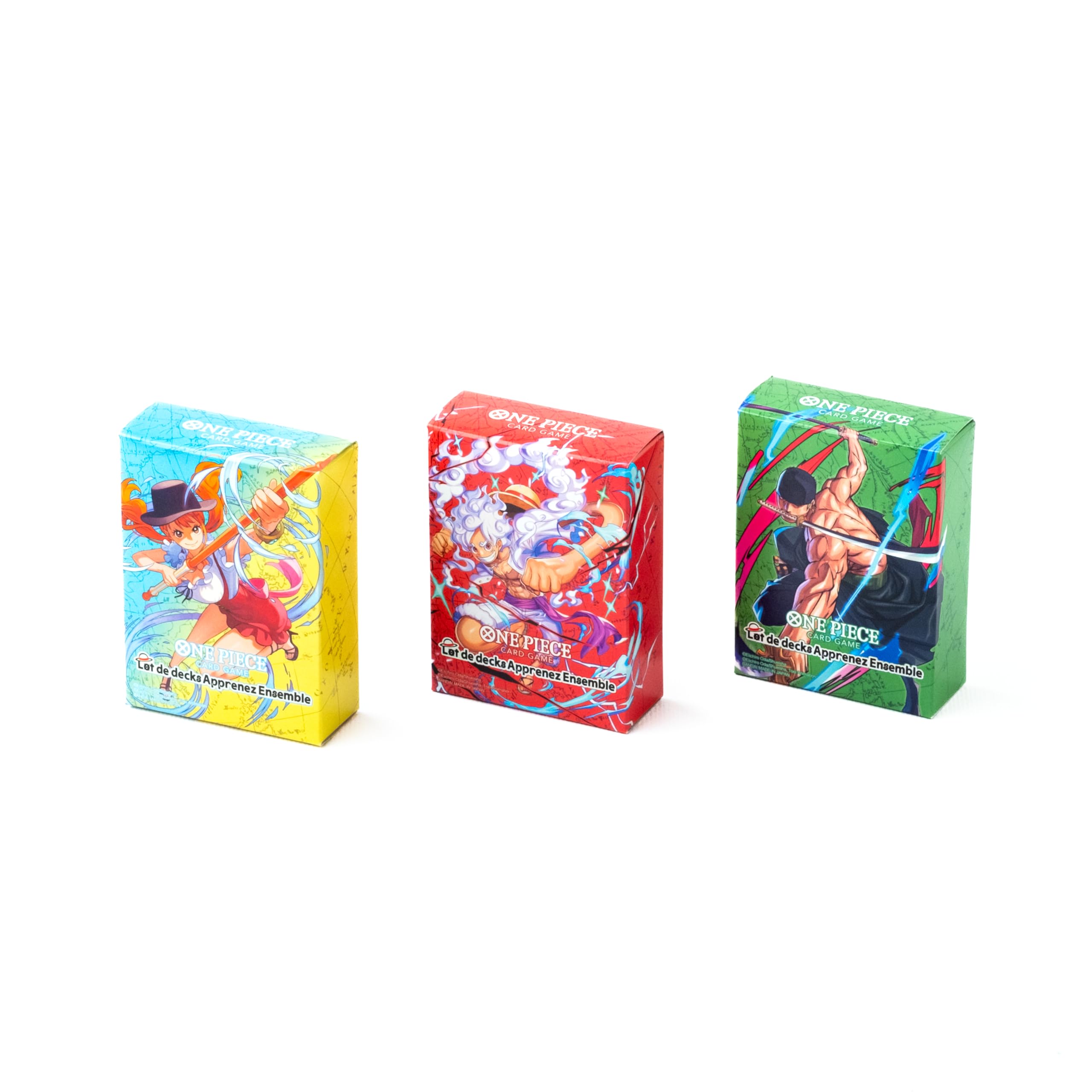 Asmodee - One Piece Jeu de Cartes à Collectionner - Coffret Initiation Bandai - Lot de 3 Decks d’Apprentissage Luffy Nami Zoro - Deck pré-construits débutant One Piece
