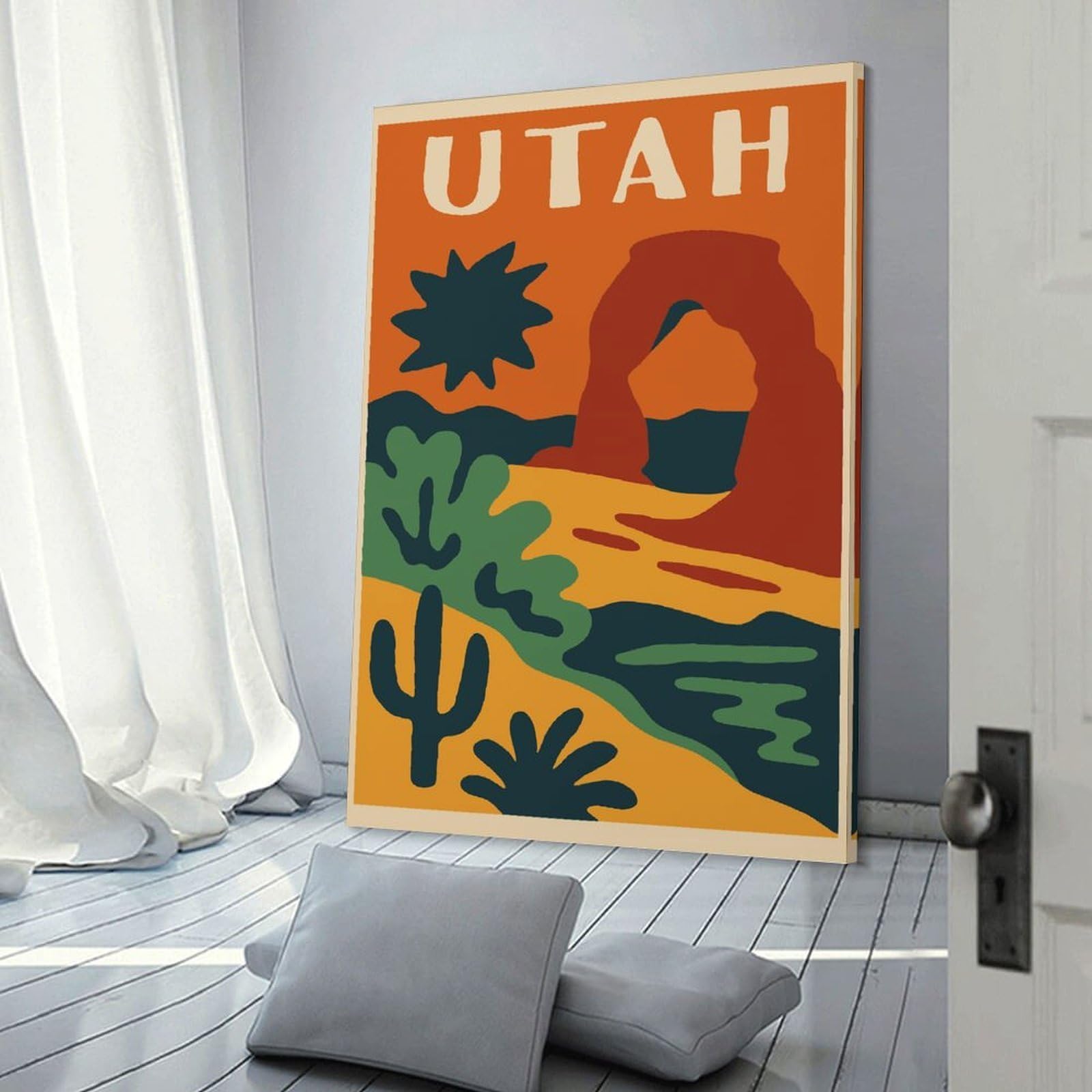 Junmoney Frame-Style-5-2 Canvas Art Print Utah Landscape Illustration, 08X12inch(20X30cm), For Contemporary Homes, Apartments Or Offices, Decorative Canvas Decor For Home Updates