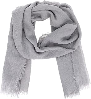 Plain Scarf Women's 20% Cotton 80% Viscose with Fringes - Modern and Fashion Women's Stole - Long and Rectangular Scarf 180 cm x 90 cm - Thin and Soft Scarf
