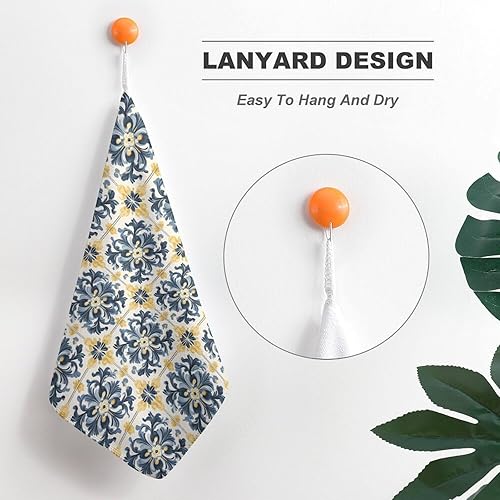 Miniatura 5 de Decorative Hand Towels for Bathroom - Retro Pattern Q Print Soft Absorbent Small Bath Hand Towels for Kitchen, Farmhouse, Spa, Hotel, Guest Tea and