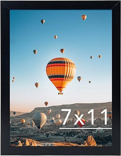 Miniatura 1 de Portarretratos negro de 7 x 11 pulgadas, para colgar en la pared o en la mesa, montaje en pared horizontal o verticalmente, 7 x 11 pulgadas, marco