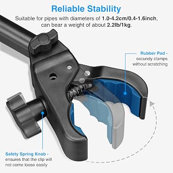 LEKATO Tablet Holder for Mic Stand, Adjustable Microphone Music Stand Phone Holder Mount, Compatible with iPad, iPhone, All 4.7-13.5 Inches Tablets & Smartphones
