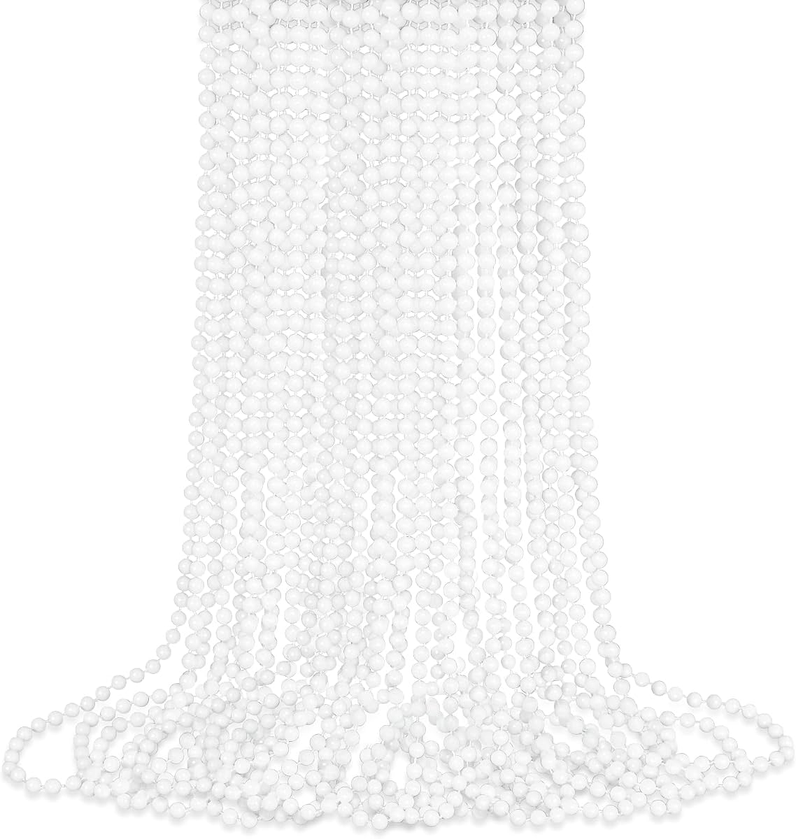 SHAOQINLIN 12 PCS White Bead Necklace, 33" White Mardi Gras Beads, Christmas Necklaces, 4th of July Beads Necklaces, Parade Throws Accessories for Christmas Independence Day New Year Party Favors