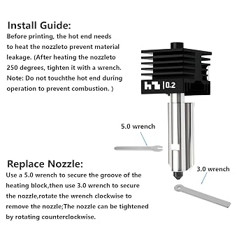 2 Pack 0.2MM Hotend for Bambu Lab H2D, Upgraded Hardened Steel Nozzle Print Head Hot End Assembly Kit with Extra 2PCS 0.2MM Nozzle for H2D Combo 3D Printer