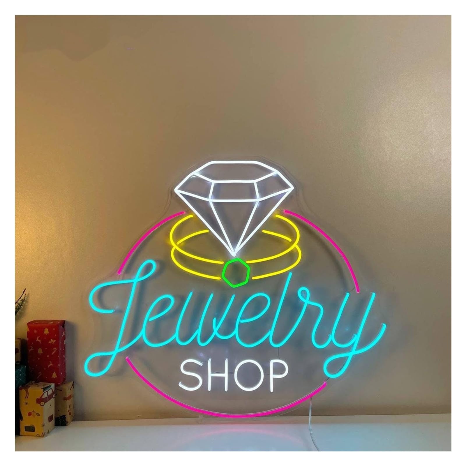 Decoración Lámparas Joyería Letrero De Neón | Joyería Con Anillo De Diamantes 55cm/21.65in