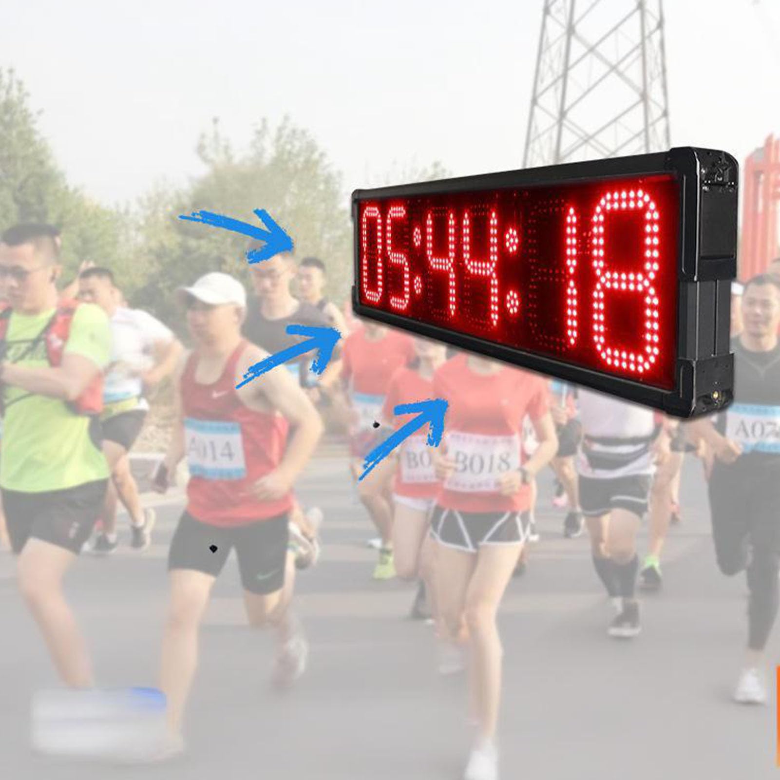 Naroote Orologio da Gara Digitale, Orologio da 12/24 Ore, Conto Alla Rovescia, Timer da Palestra con Treppiede, Telecomando, Display LED da 5 Pollici a 6 Cifre e 3 Installazione (Spina europea)