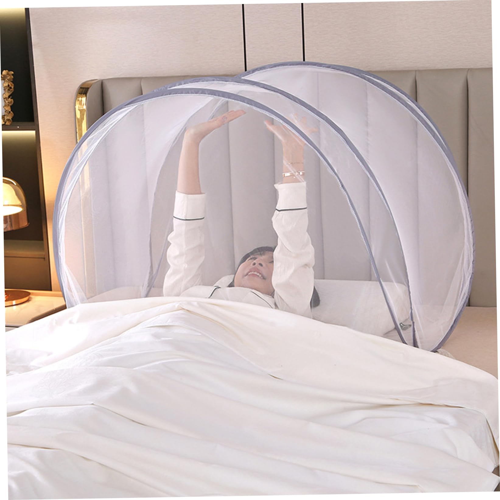 Tenda zanzariera a copertura totale Zanzariera ideale per letto con porta con cerniera Tenda in rete portatile ideale per campeggio, viaggi, camera da letto all'aperto