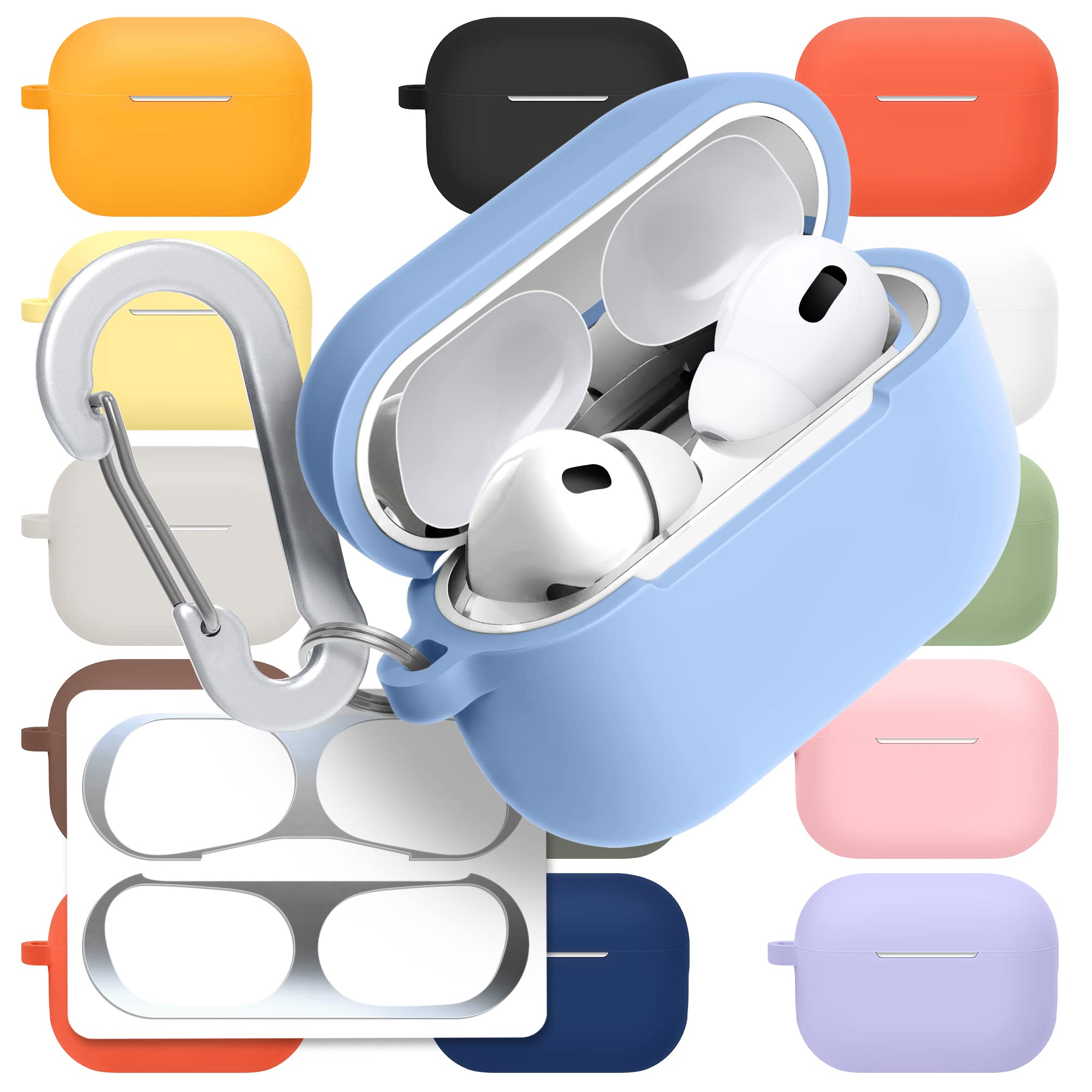 [3 in 1] AirPods Pro 3 Silicone Case + Anti-Lost Carabiner + Dust Guard Metal Film, Protective Cover with Keychain for Apple AirPods Pro3 (2025) — view 49