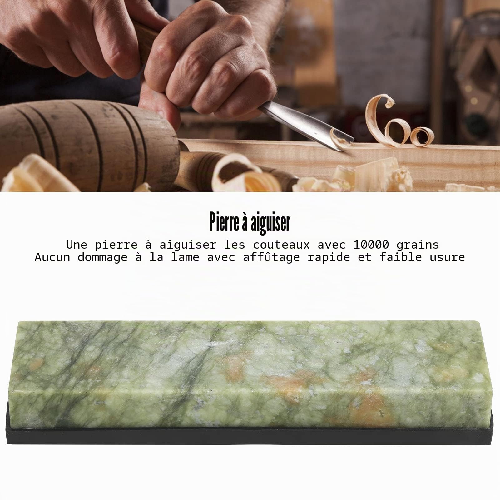 Fdit Pierre à Aiguiser, 10000 Aiguiseur de Couteaux en Béryl Naturel avec Base en Silicone, Vert, pour Couteau ou Ciseaux Affûtage Fin et Polissage
