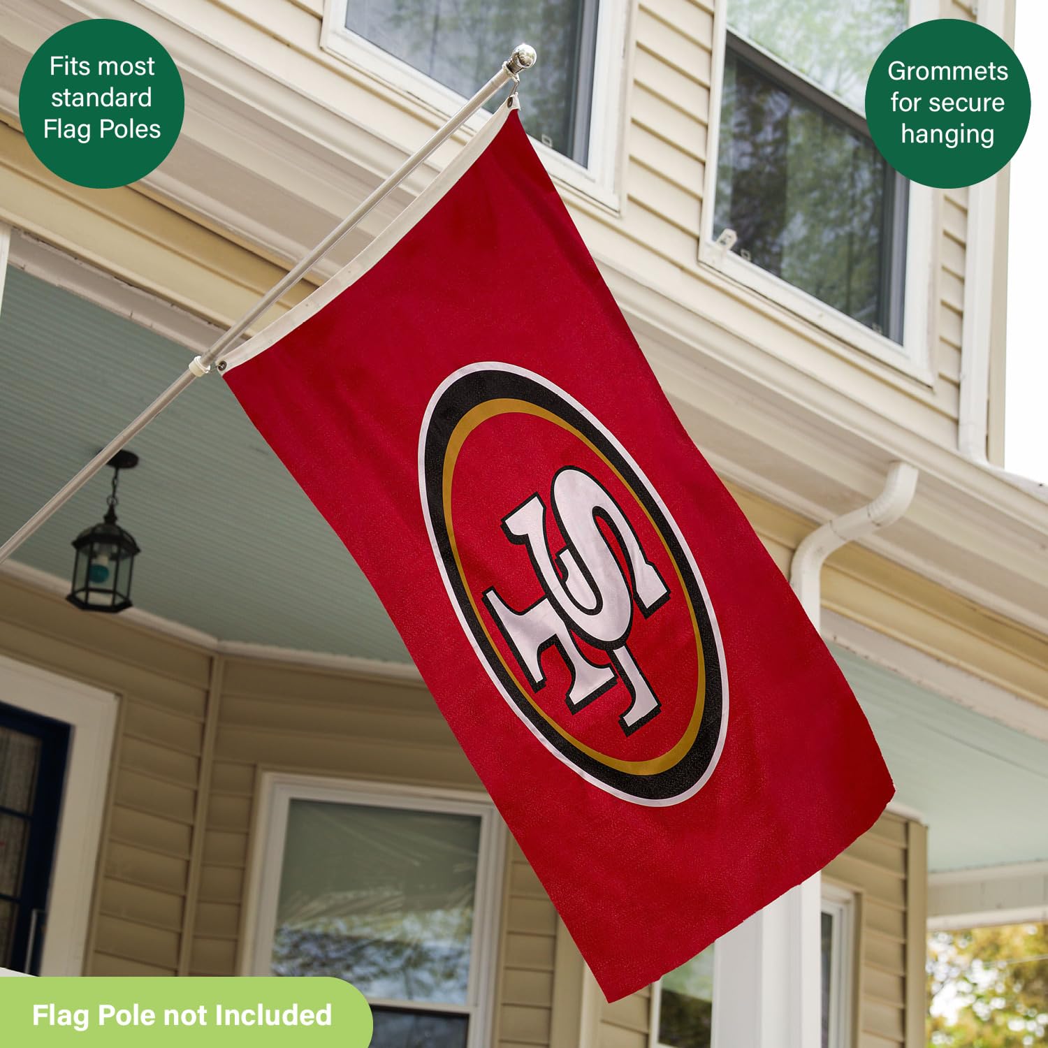 Team Sports America NFL San Francisco 49ers 3 x 5 Outdoor Durable Flag with Grommets | Heavy Duty Flag & Banner for Outdoor Garden Patio