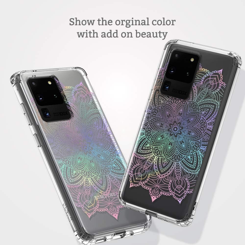 MOSNOVO Designed for Galaxy S20 Ultra Case, [6.6 FT Military Grade Drop Protection] Clear Shockproof Phone Cover for Samsung Galaxy S20 Ultra - Rainbow Henna