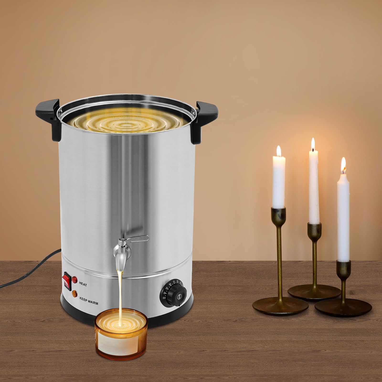 Elektryczny garnek do topienia wosku, 12 l, 220 V-240 V, okrągły, stal nierdzewna, 1800 W, regulacja temperatury od 86°F do 230°C, do produkcji mydła, produktów do pielęgnacji włosów, kremów,