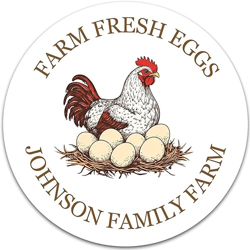 Vista 25 de Etiquetas adhesivas personalizables para cartón de huevos de gallina, tamaños de 2 pulgadas, etiquetas de embalaje personalizadas para huevos