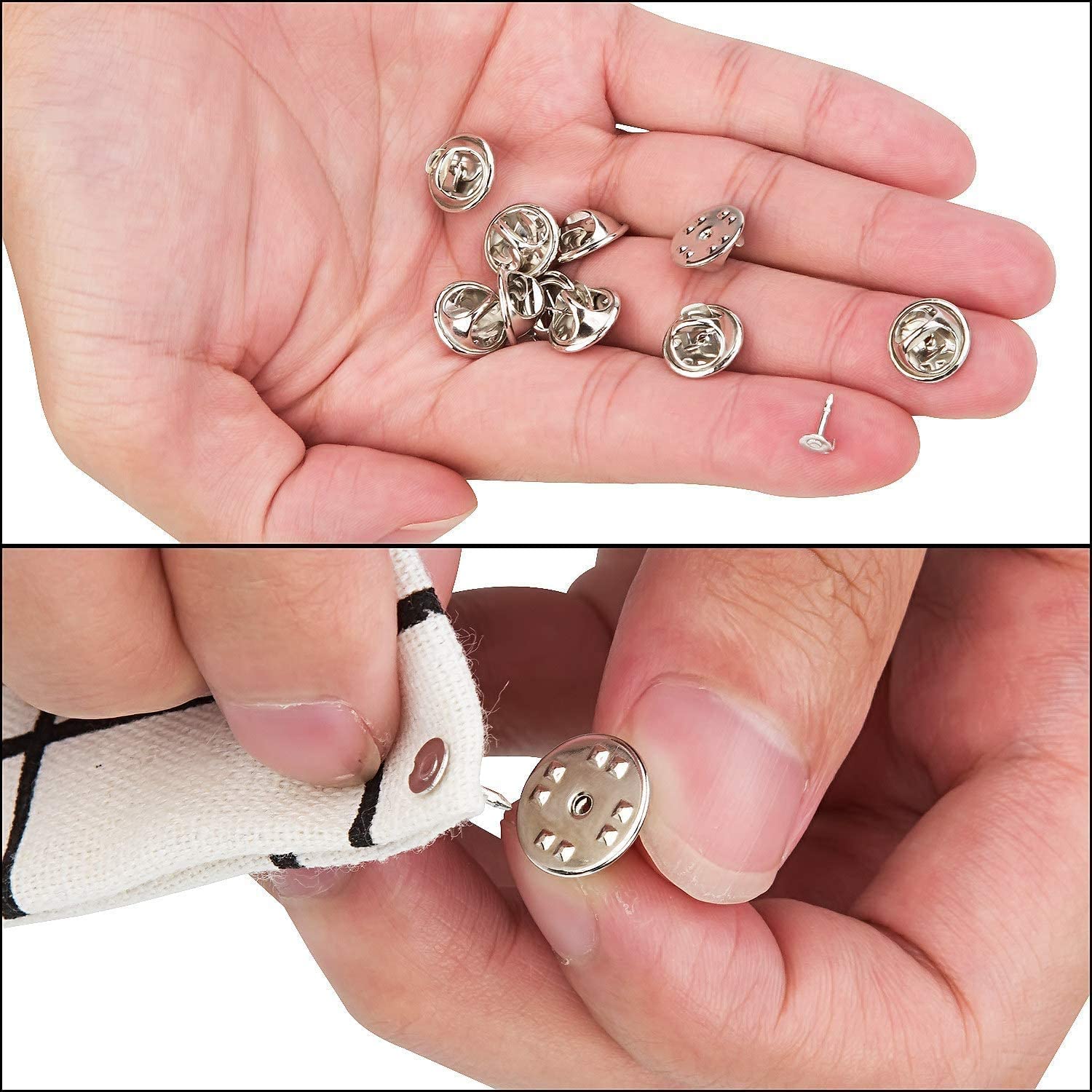 50 Chiusure A Farfalla Con Spilla Argento - Per Libri, Targhette, Artigianato, Senza Attrezzi - Foto 5