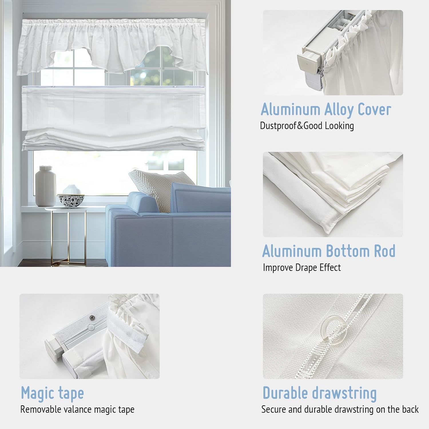 Keego Top Down Bottom Up Roman Shades for Windows No Tools No Drill Custom Cordless Roman Shades Blinds Light Filtering Fabric Window Shades Privacy for Home(Beige,Light Filtering)