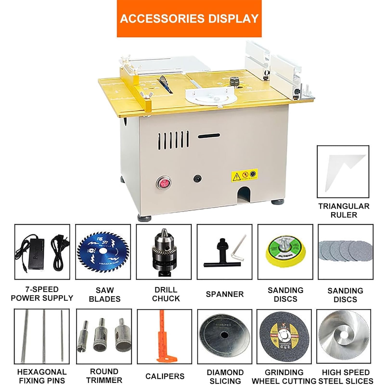 Mini sierra de mesa, herramienta de corte de escritorio de precisión, 0-29 mm de grosor, 7 velocidades ajustables, 4000-9000 RPM para manualidades y proyectos de carpintería