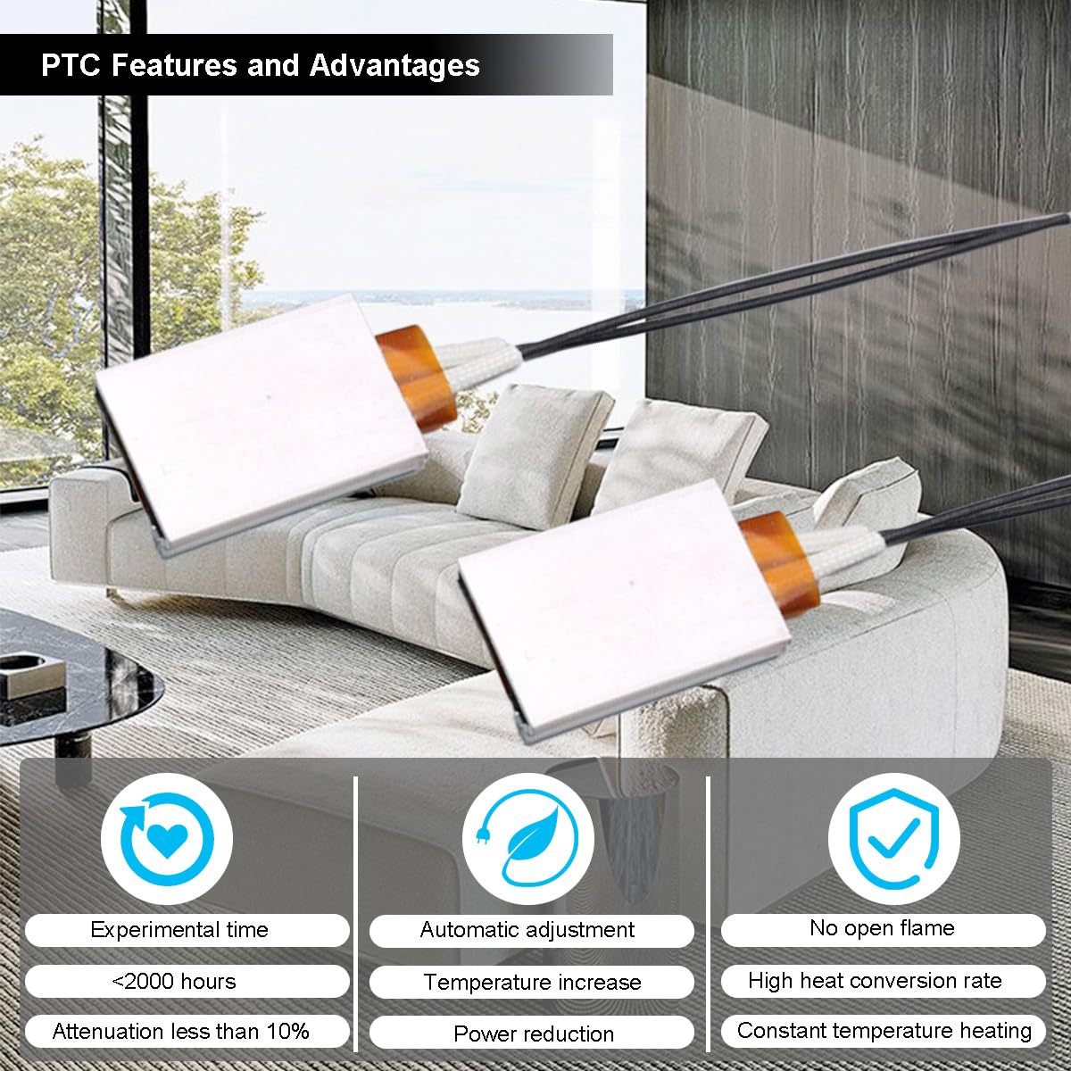 4 sztuki elementu grzejnego PTC, płyta grzejna, elektryczne ogrzewanie, rdzeń o stałej temperaturze, płyta grzejna AC/DC 5V/70℃/1,2-2W, aluminiowa obudowa z modułem oszustwa do