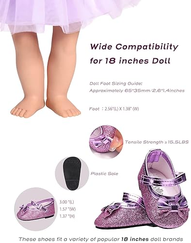 Miniatura 6 de Juego de zapatos de muñeca de 18 pulgadas compatible con American Doll - Botas de muñeca de nieve, tenis de muñeca de lona, zapatos de juguete con