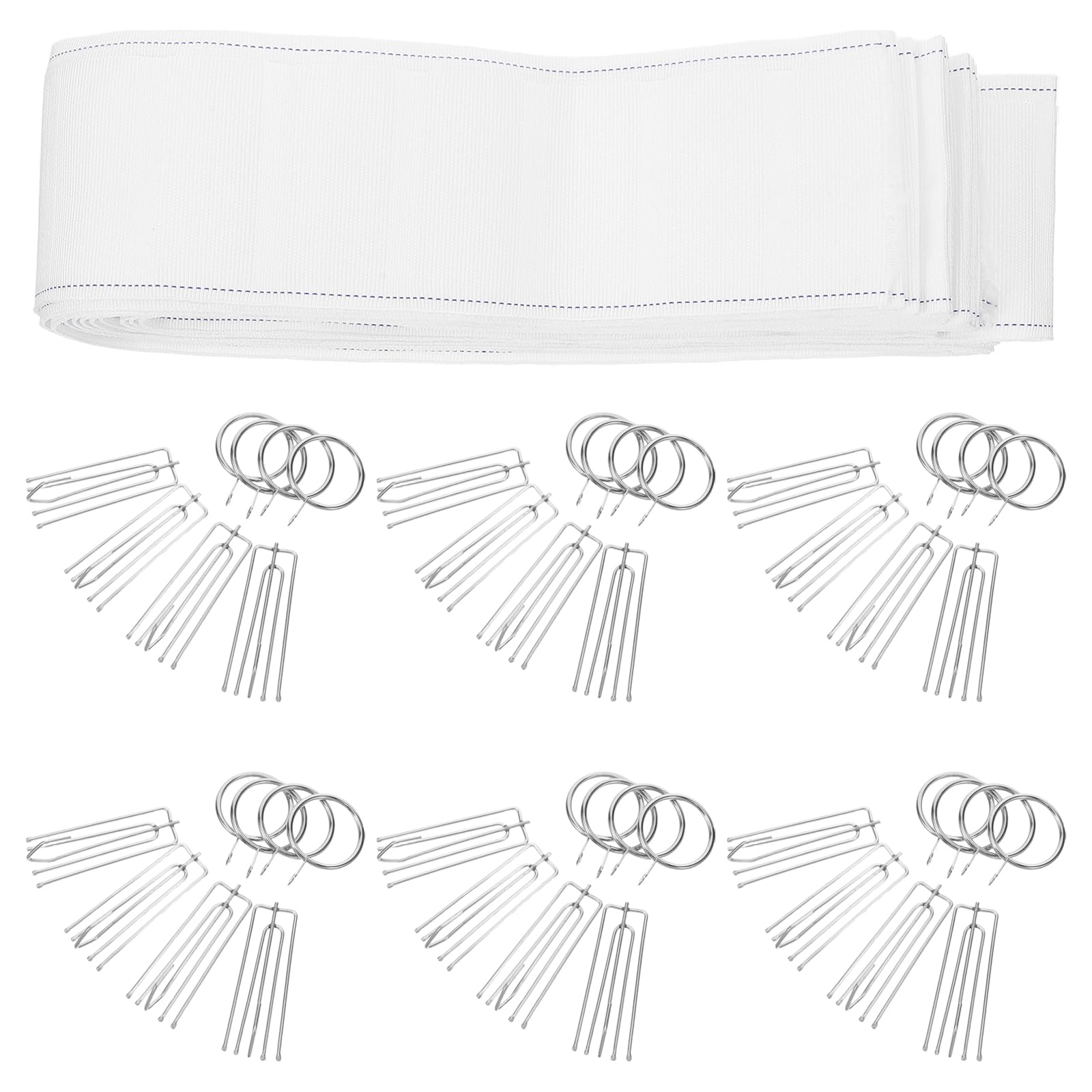 SHINEOFI Set da 1 Fettuccia per Tende Ganci a 4 Punte in Acciaio Inossidabile, Design Sicuro e Liscio, capacità di Carico Elevata, per Uso Domestico e Fai-da-Te