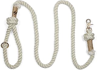 PUPPYSENTIALS Premium Organic Cotton Rope Leash for Medium & Large Dogs - Stylish Braided & Durable | Perfect for Medium/Large Breeds | Includes Free Storage Bag | 5ft Leash for Dog Training