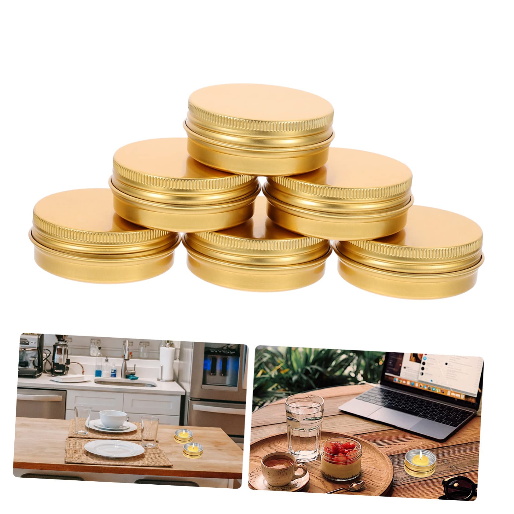 Abaodam 18 Pcs Christmas Candle Jar Buttercream Candle Making Kits Aluminium Cosmetic can Lip Balm tin cans Glass Cream Jars Makeup Jars Creme Cream Jar Aluminium Aluminum Metal Container