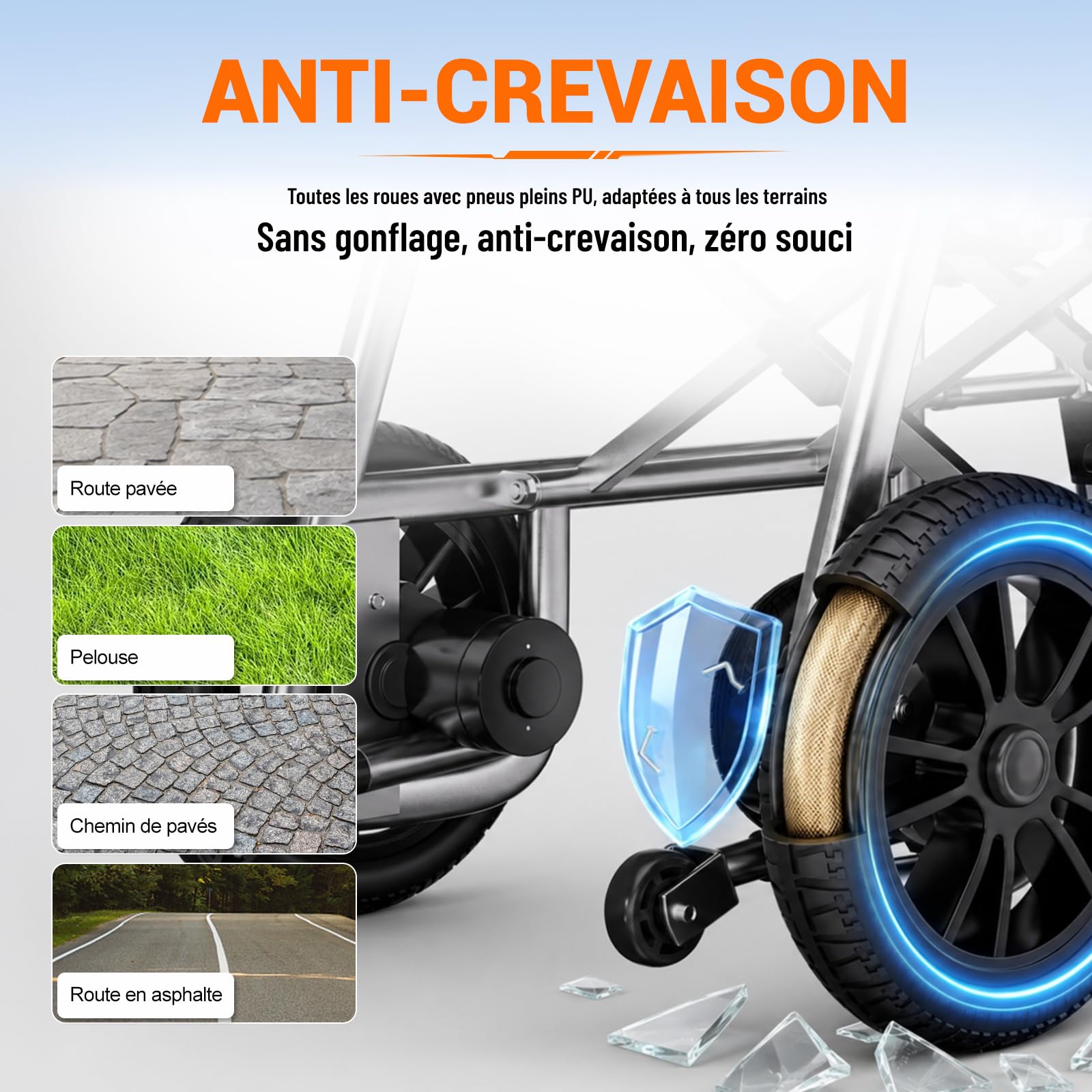 Fauteuil roulant électrique pliable E21 - argent/noir