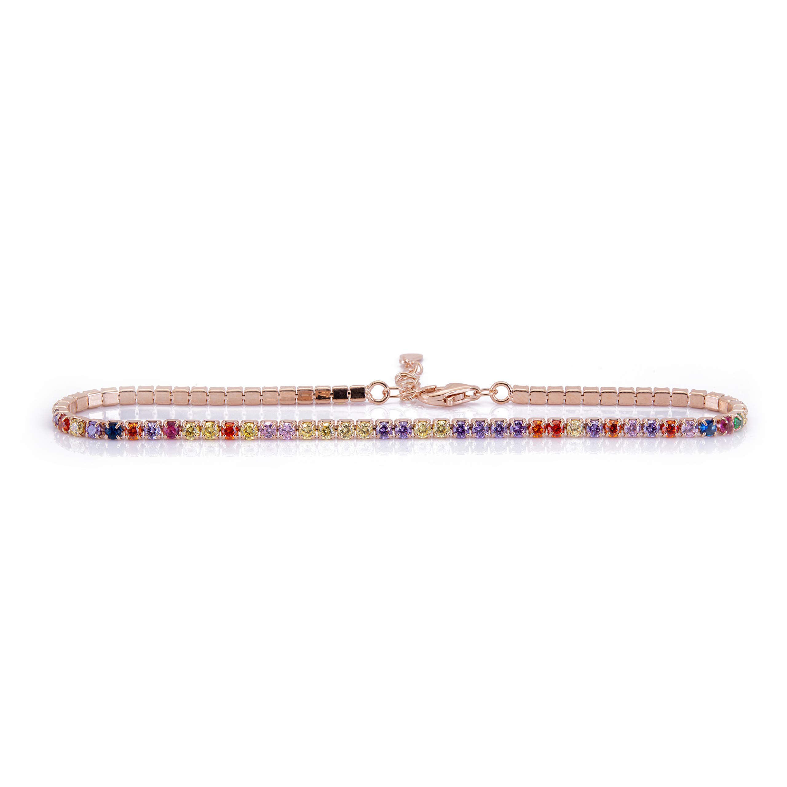Bracciale Uomo Donna Tennis Argento 925 con Zirconi - Dimensioni 2 mm - Misura regolabile da 17 a 20 cm - Colore a scelta