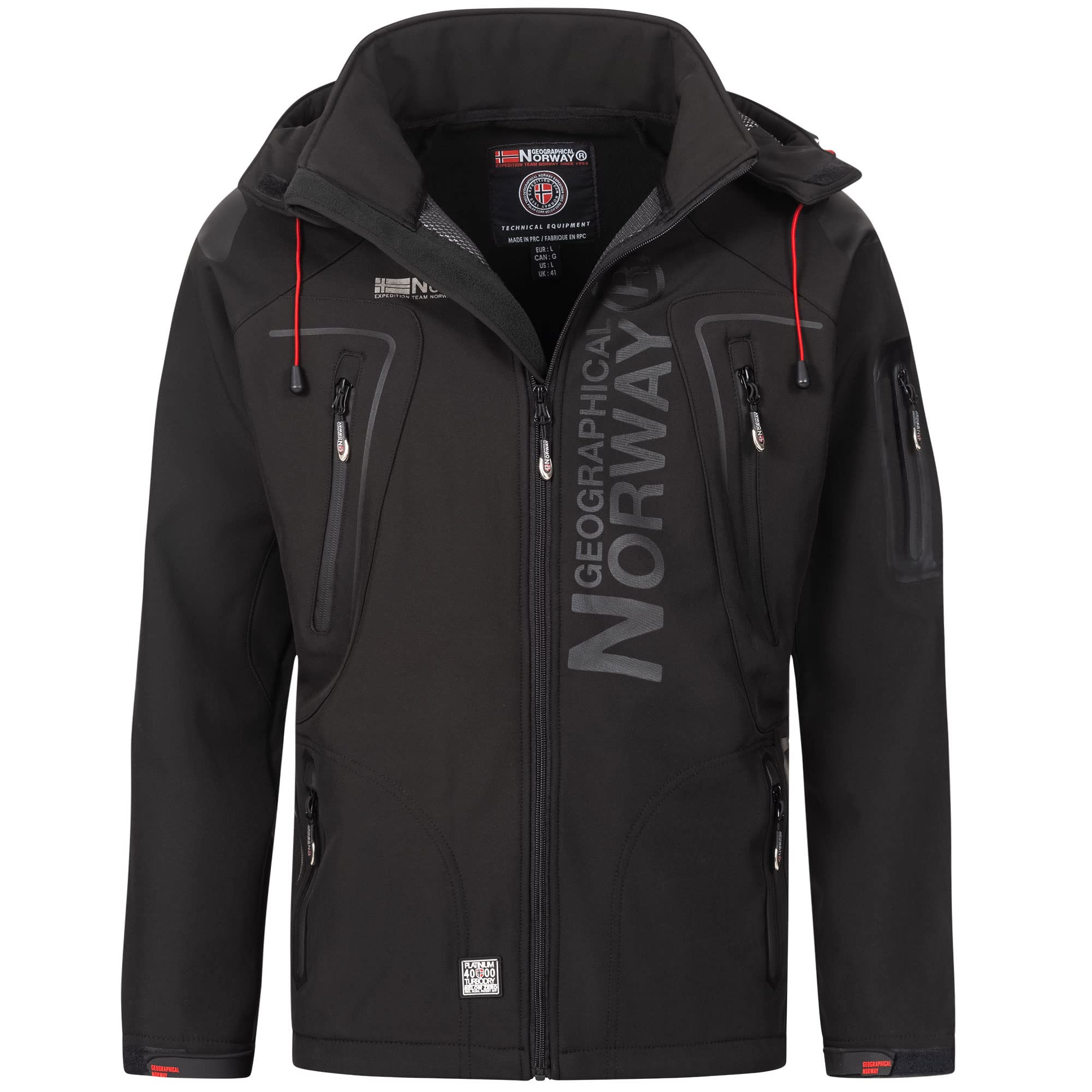 Geographical Norway Men's Black / Black Tambour Softshell Jacket, Xl