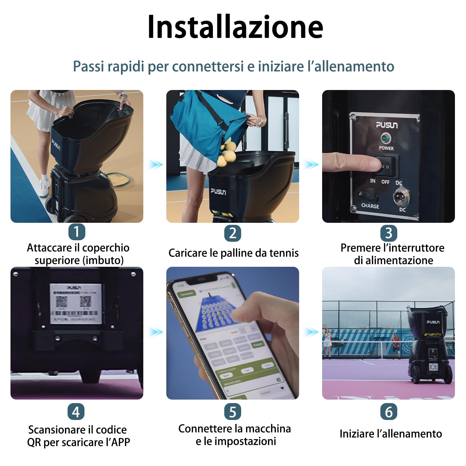 Generico PT-9001Pro Macchina Lanciapalle Tennis - App Control, 35 Punti Programmabili, Batteria 7-10h, 150 Palline, 20-140km/h, Allenatore Tennis Automatico Professionale