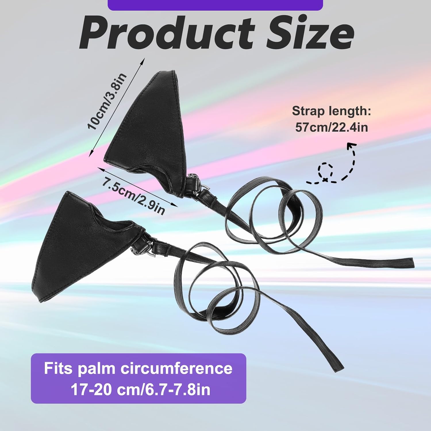 Black Fingerless Gloves, PU Leather Half Palm Fingerless Gloves Band Up Costume Glove Gothic Punk Accessories for Women - Image 3