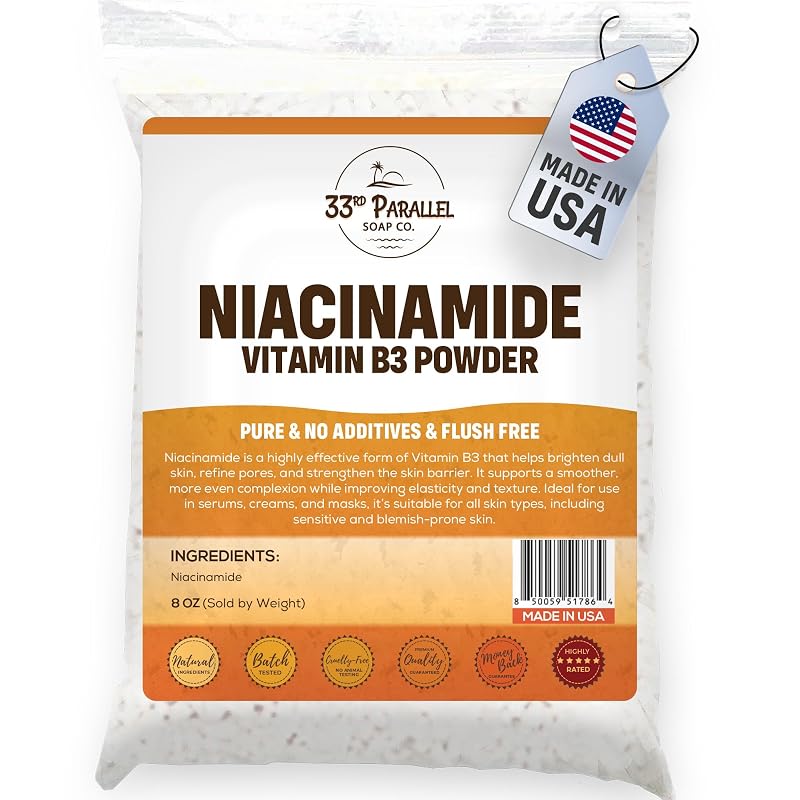 33RD PARALLEL SOAP CO Niacinamida em pó, vitamina B3, 224 g