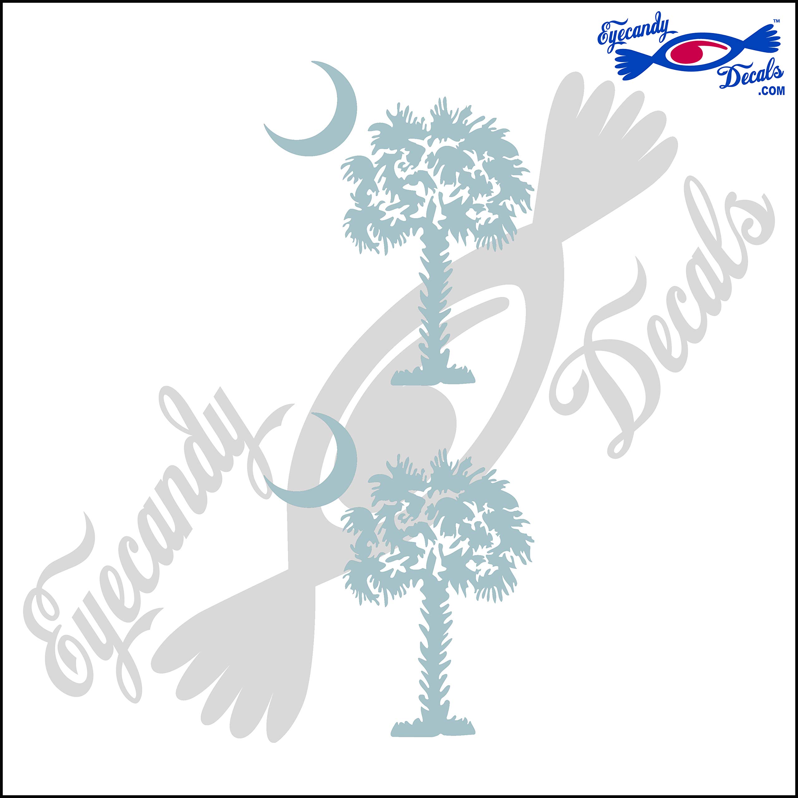 South Carolina Palmetto Moon (Detailed Style) 3" Decal Sticker 2 Pack Silver