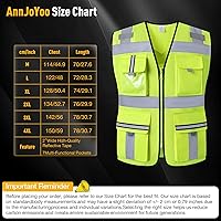 Vista 7 de Chaleco de seguridad clase 2 con cremallera frontal y múltiples bolsillos, chaleco de alta visibilidad, cumple con las normas ANSI/ISEA