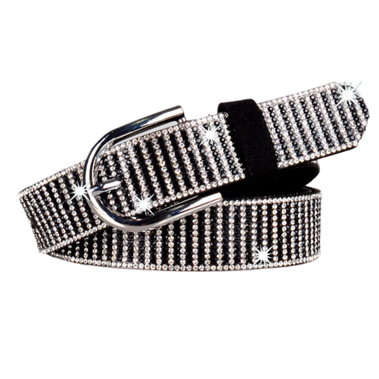 Jiary Unisex Black ,110Cm/43.3'',Womens Men Rhinestone Belts,Fashionable Sparkly Diamond Belt,Western Vintage Cowgirl Belt For Jeans