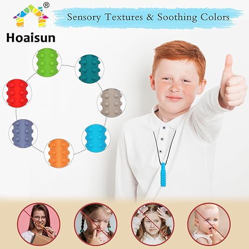 Miniatura 3 de Collares masticables para niños y niñas sensoriales, juguetes masticables de silicona para niños con autismo, TDAH, SPD, dentición o necesidades