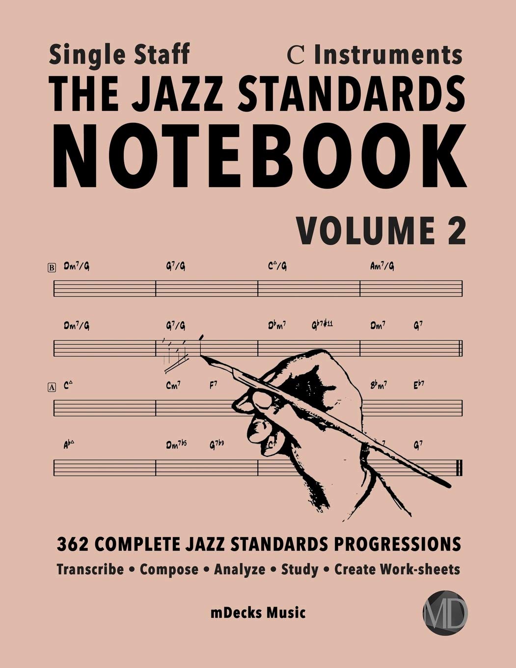 Single Staff Jazz Notebook Vol 2 avec 362 grilles harmoniques pour instruments en ut