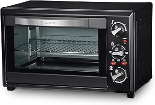 Grunkel - Forno elettrico multifunzione da tavolo da 28 l con 3 funzioni di calore e selettore di temperatura fino a 230 °C. Timer fino a 60 min - 1600 W (nero).